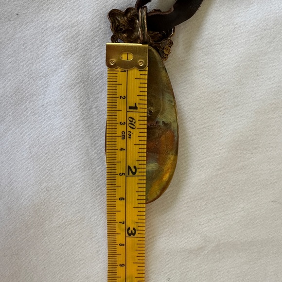 Stephen Dweck Boulder Opal Brown Leather and Bronze Butterfly Pendant Necklace - Picture 12 of 12